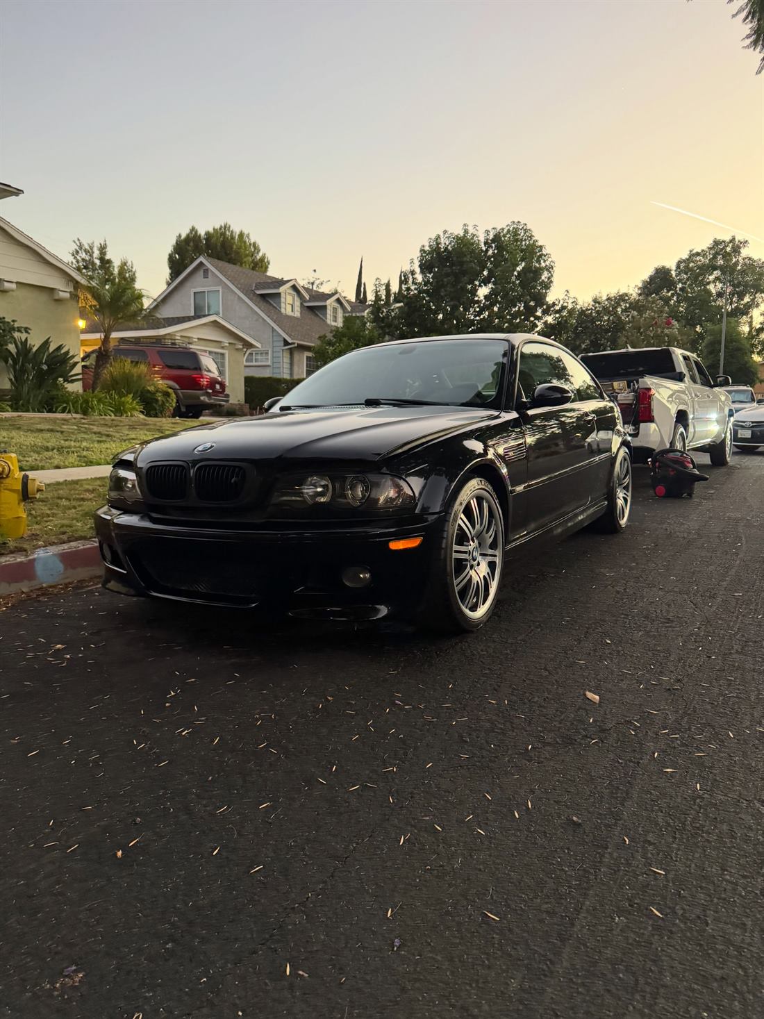 The finished BMW M3 at golden hour